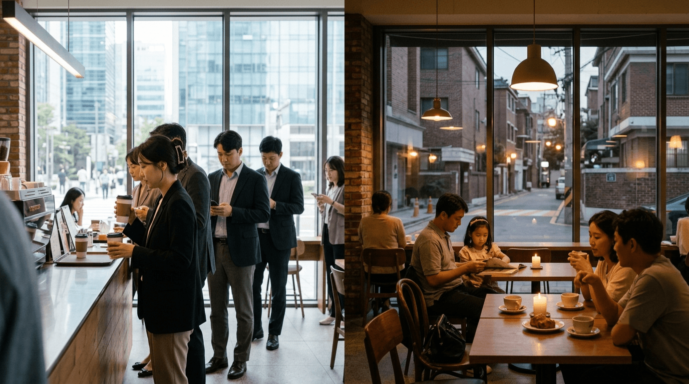 카페 입지, 오피스 상권 vs 동네 상권 — 같은 카페도 자리가 다릅니다
